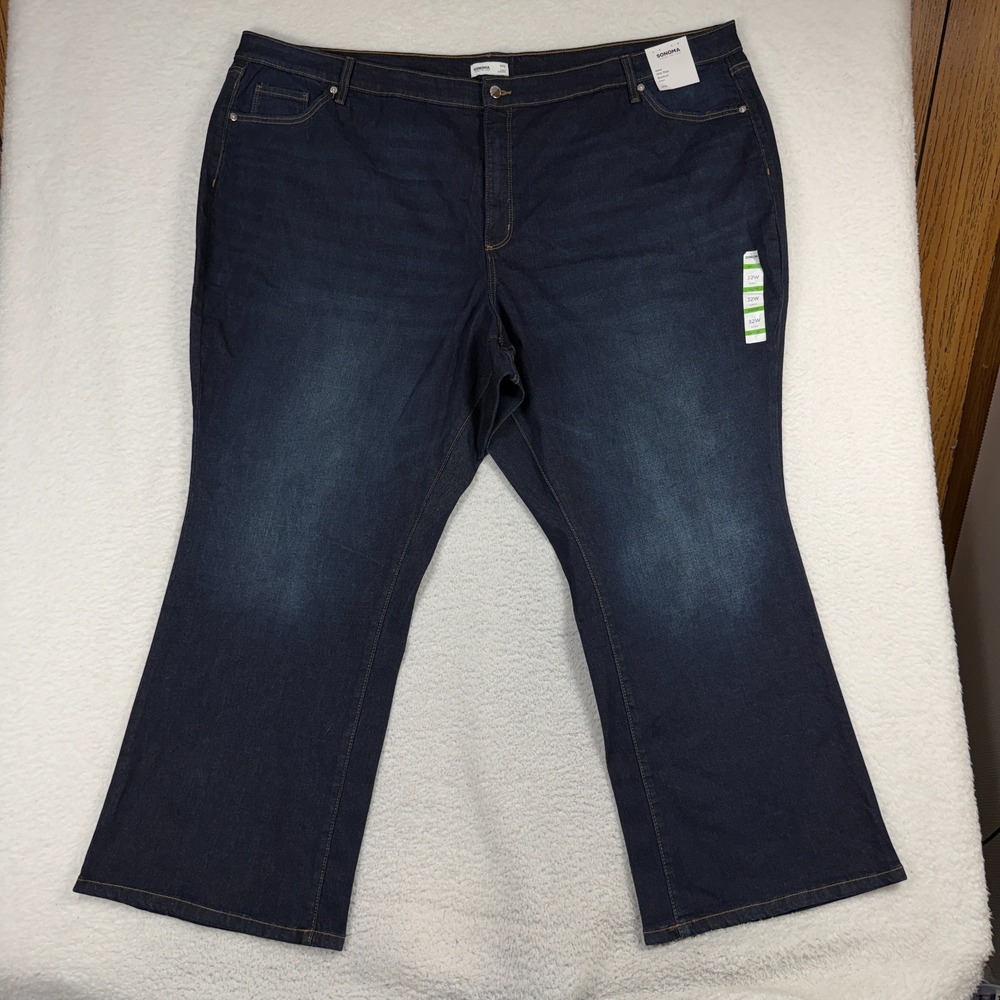 Sonoma Curvy Bootcut Jeans Womens 32W (51.5x30) NWT Dark Blue Denim Mid Rise